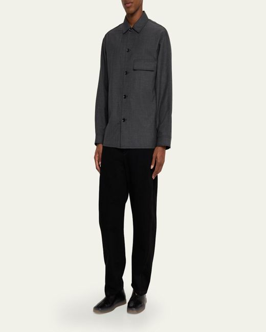 Lemaire Blue Melange Tailored Overshirt for men