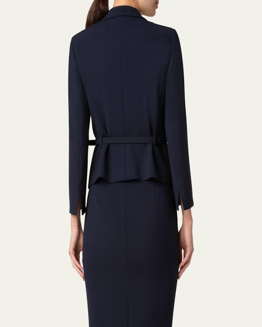 Akris Punto Blue Belted Button Down Blazer