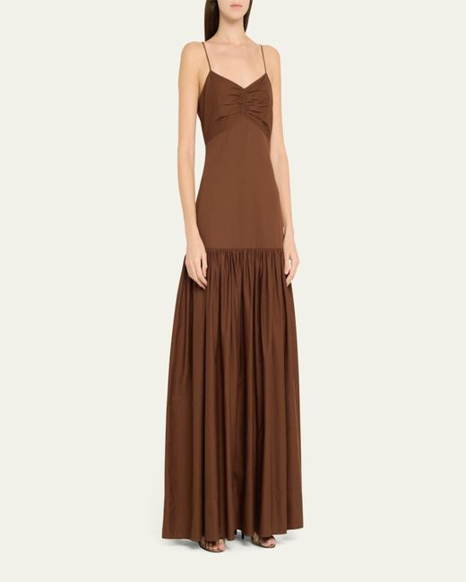 A.L.C. Brown Harper Drop-Waist Maxi Dress