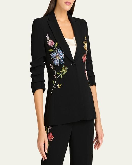 Cinq À Sept Black Cheyenne Floral Embroidered Blazer