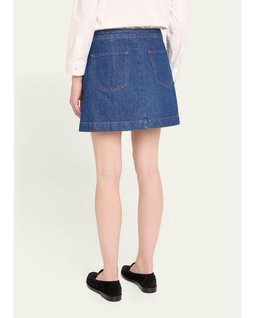 FRAME Blue Sailor Snap Denim Mini Skirt