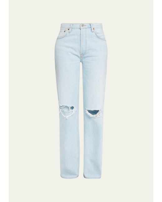 Re/done Blue 90s High-rise Loose Straight Jeans