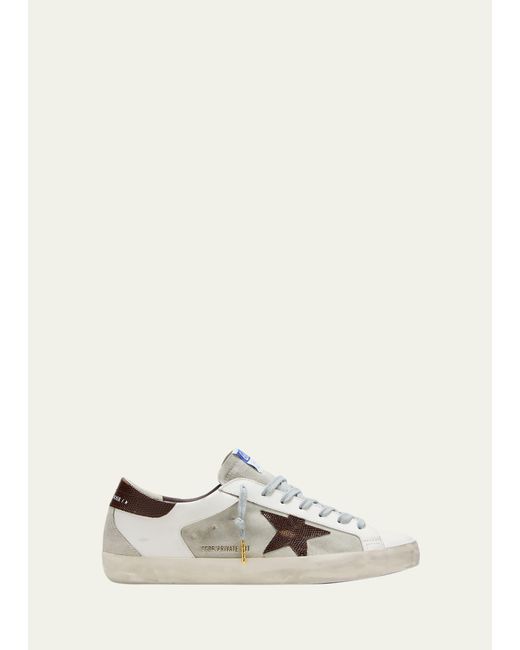 Golden Goose Deluxe Brand Natural Super-star Leather Low-top Sneakers With Lizard-effect for men