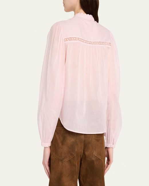 Isabel Marant Pink Greicy Long-Sleeve Lace Blouse