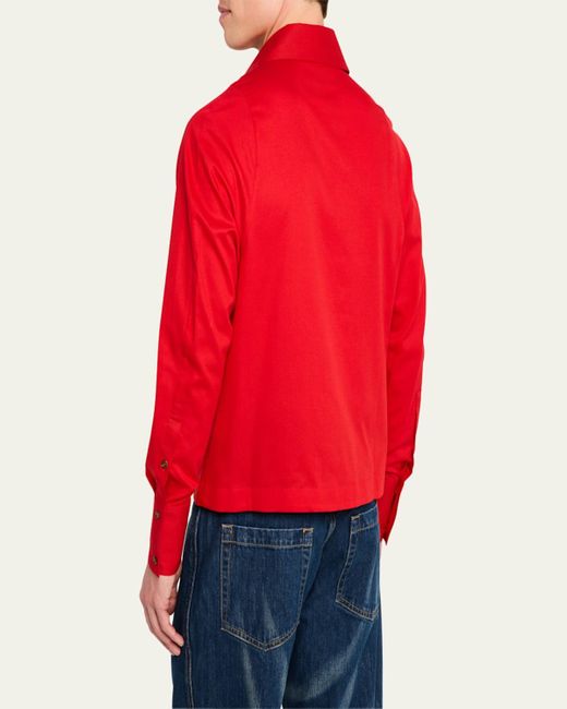 Bianca Saunders Red Multi-Pleat Poplin Blouson Jacket for men