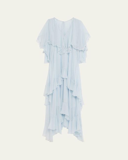 Devina Silk Chiffon Lace Maxi Dress