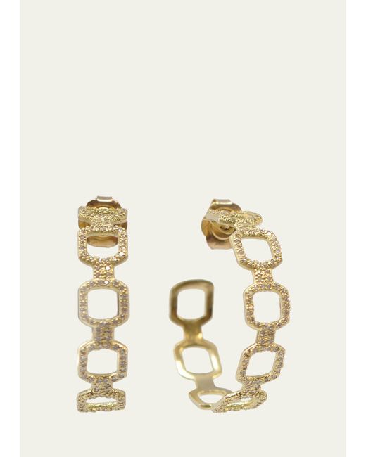 Armenta Natural 18k Yellow Gold Paperclip Hoop Earrings With White Diamonds