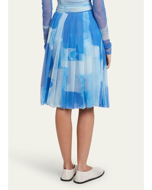 Proenza Schouler Blue Judy Printed Pleated Jersey