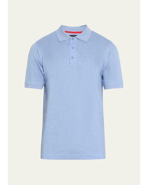 Kiton Blue Cotton Pique Polo Shirt for men