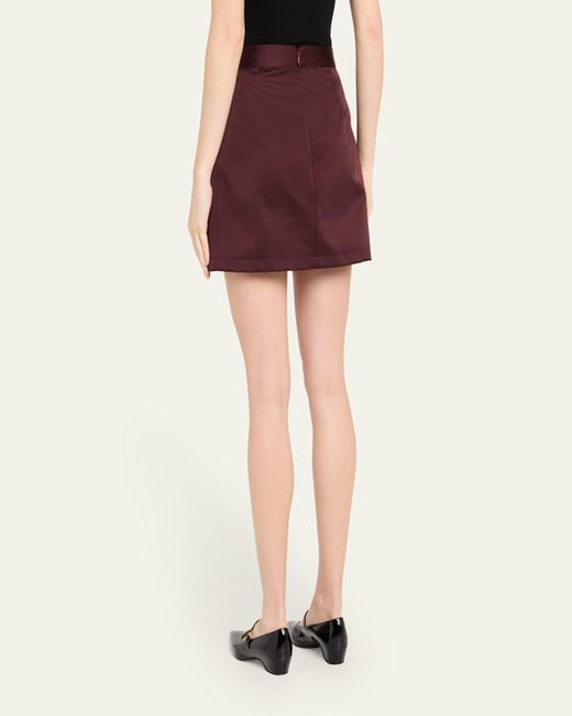 Plan C Red A-Line Satin Mini Skirt