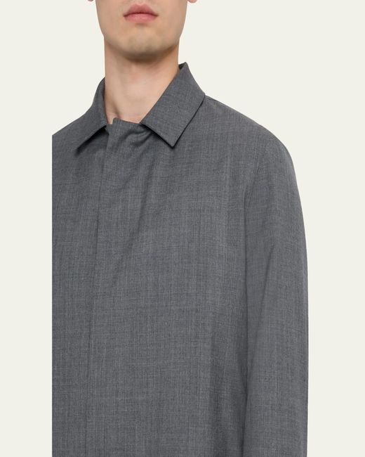 Kiton Blue Wool Sharkskin Button-Front Bomber Jacket for men