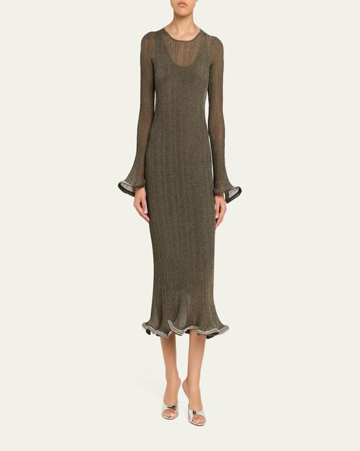 Jonathan Simkhai Natural Chessie Embellished Knit Midi Dress