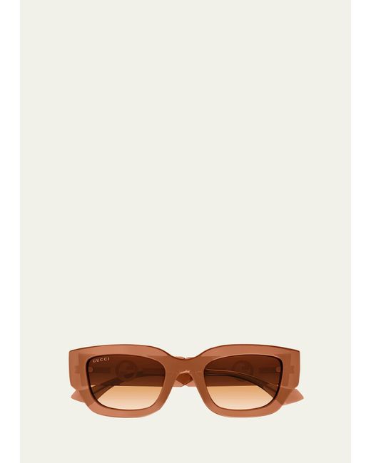 Gucci Brown GG Logo Plastic Butterfly Sunglasses