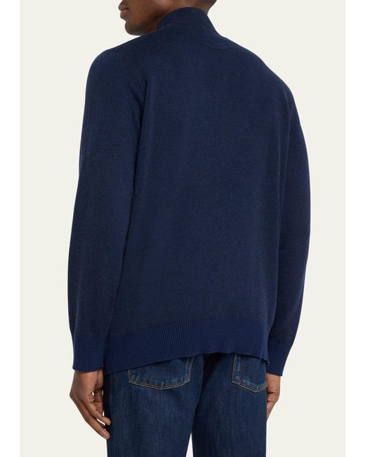 Loro Piana Blue Roadster 1/4-zip Cashmere Sweater for men