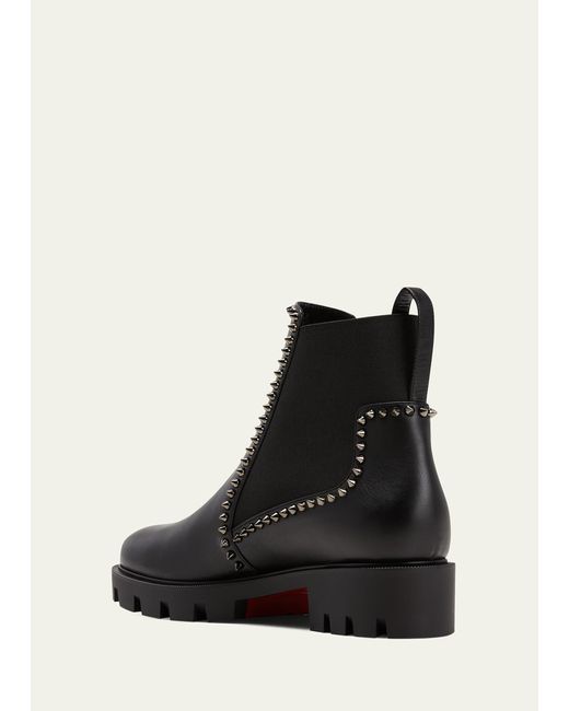 Christian Louboutin Black Out Lina Spike Red Sole Ankle Boots