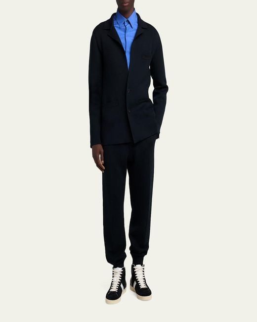 Tom Ford Blue Double-Face Wool Sweater Jacket for men