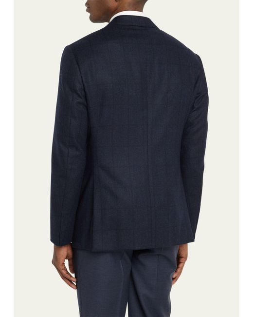 Giorgio Armani Blue Windowpane Wool-cashmere Sport Coat for men