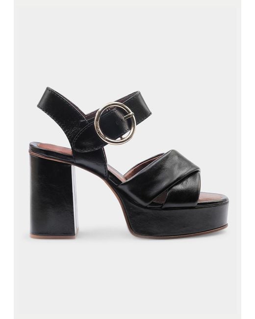 See By Chloé Lyna Leather Buckle Platform Sandals in Black | Lyst