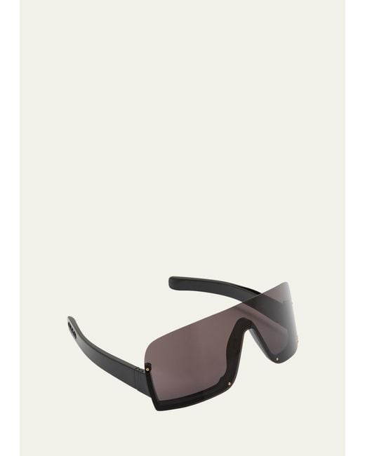 Gucci Gray Rimless Metal & Plastic Shield Sunglasses