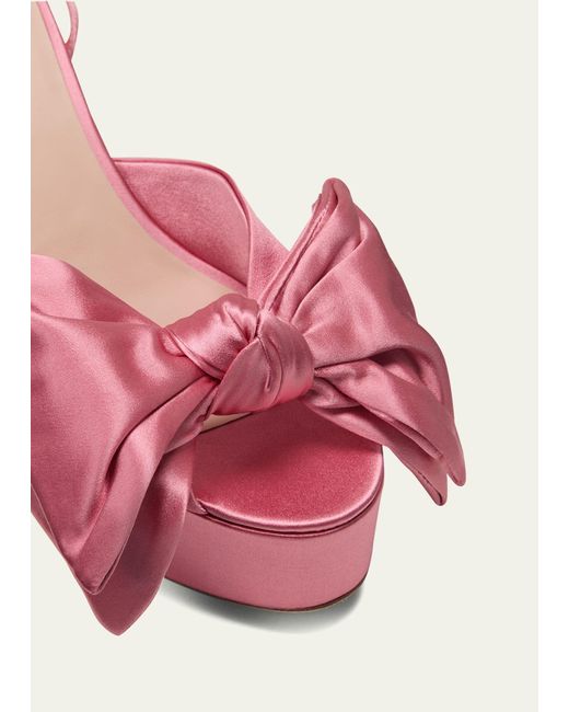 Loeffler Randall Pink Kiki Satin Bow Platform Sandals