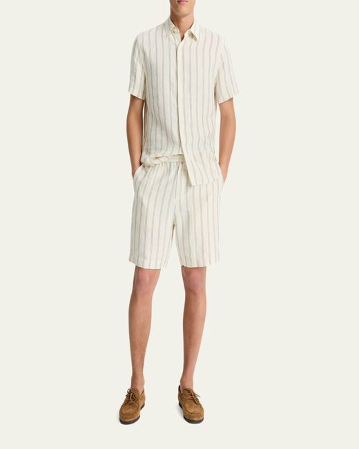 Vince Natural Mesa Stripe Hemp Beach Shorts for men