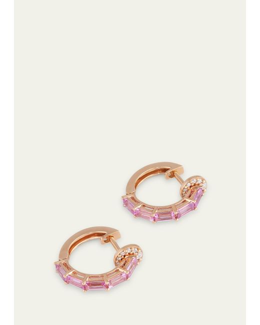 Nam Cho 18k Rose Gold Baguette Pink Sapphire And Diamond Hoop Earrings