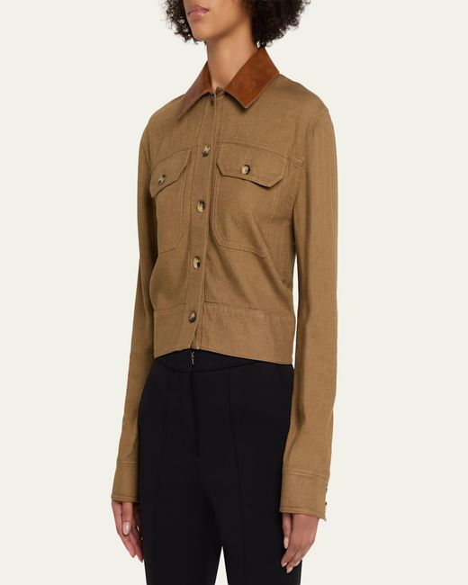 Jonathan Simkhai Natural Derby Cropped Linen Jacket