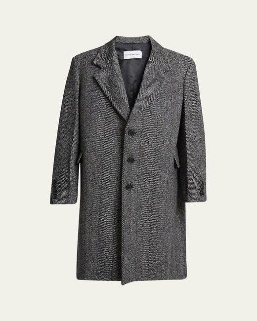 Givenchy Gray Donegal Herringbone Coat for men