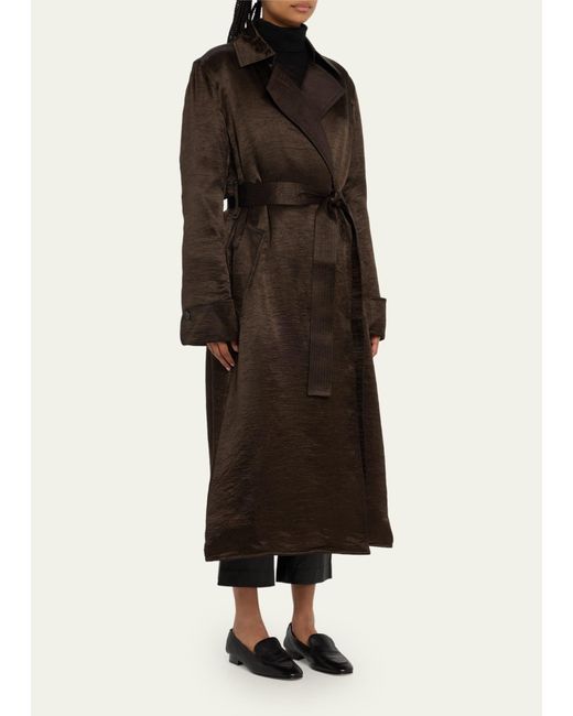 Maria McManus Brown Quilted Wool Belted Trench Coat