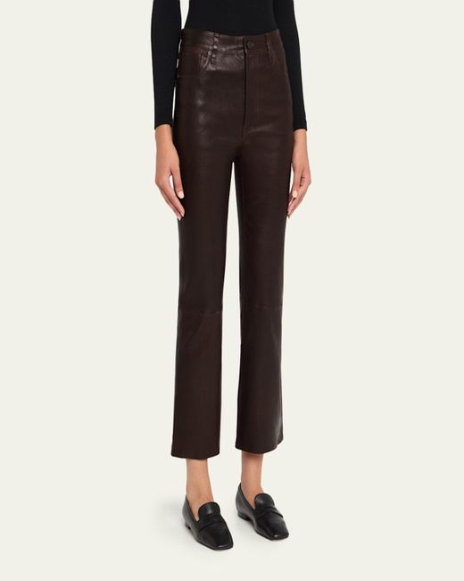 FRAME Black The Leather Reboot Crop Jeans
