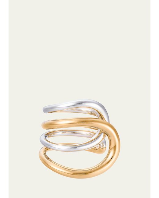 Charlotte Chesnais Natural Daisy Bicolor Ring In Gold Vermeil And Silver