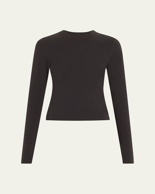 Skims Black Cotton Jersey Long-Sleeve Crewneck T-Shirt