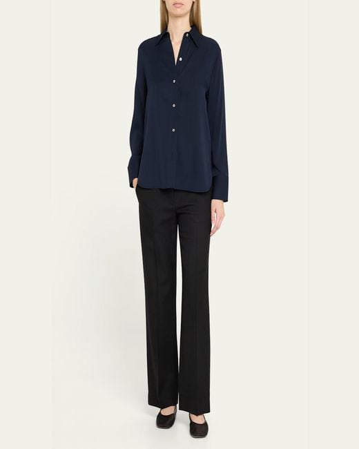 Vince Blue Classic Button-Front Blouse