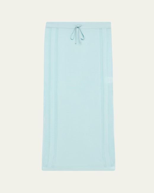 DIOTIMA Blue Brompton Drawstring Pointelle Cashmere Midi Skirt