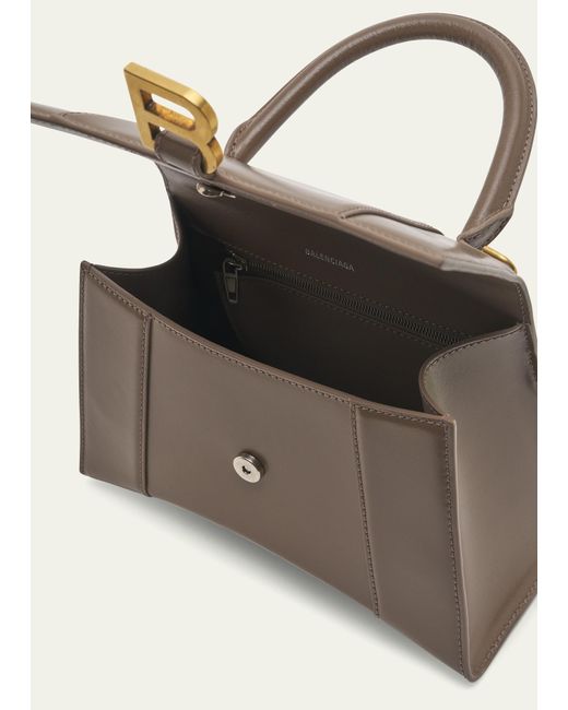Balenciaga Hourglass Small Shiny Leather Tophandle Bag in Natural Lyst