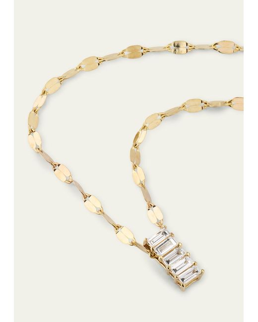 Lana Jewelry White 14k Yellow Gold Baguette Diamond Vertical Pendant Necklace