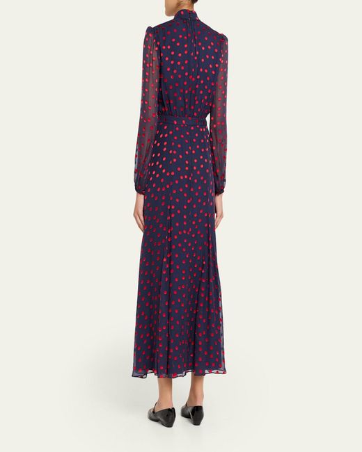 Saloni Purple Jacqui-B Belted Floral Silk Midi Dress