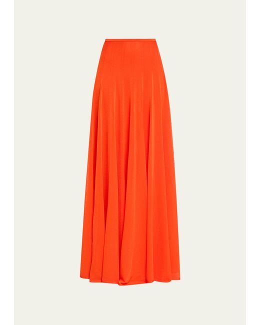 Brandon Maxwell Orange The Lucy Sheer Knit Maxi Skirt