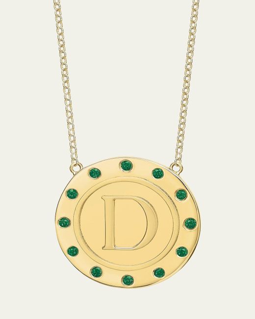Tracee Nichols Metallic 14K Initial Token Necklace With Emeralds