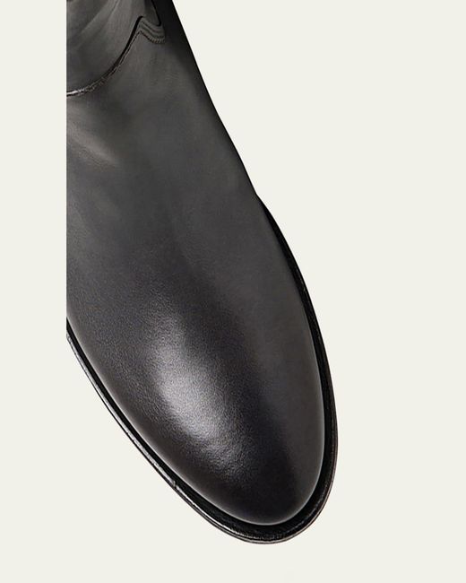 Santoni Black Fleeces Leather Mid Boots