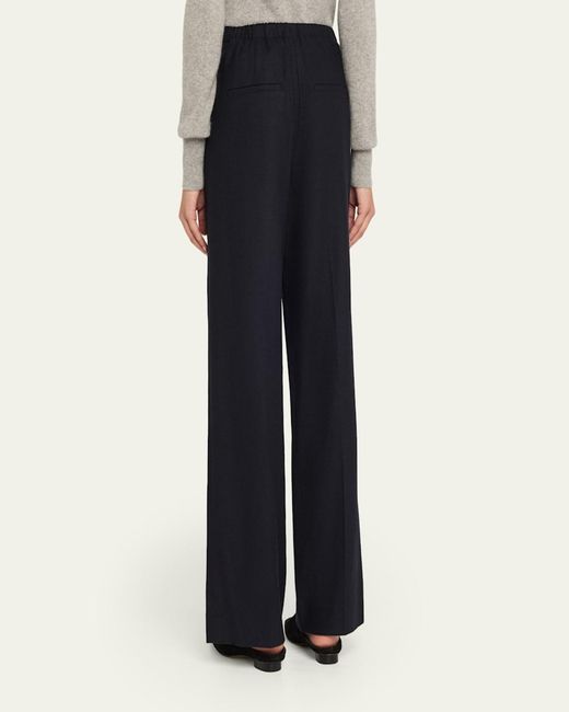 Vince Blue Pleated Mid-Rise Wide-Leg Trousers