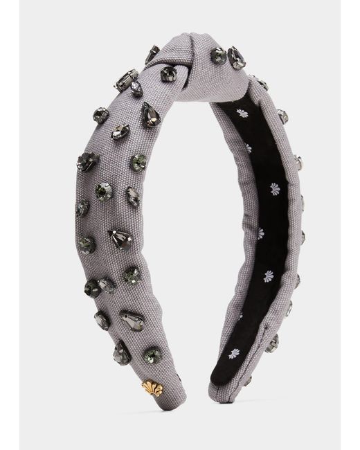 Lele Sadoughi Knot Jeweled Woven Headband in Gray Lyst
