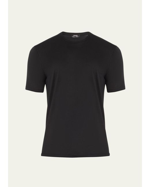 Cesare Attolini Black Cotton Crew T-shirt for men