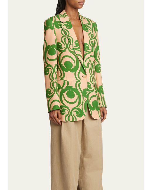 Dries Van Noten Green Blanchet Abstract-print Jacket