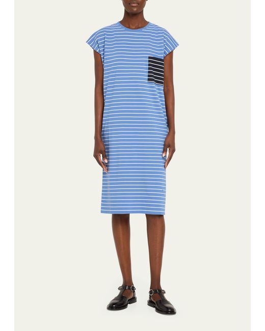 Kule Blue The Honor Short-sleeve Organic Cotton Stripe Midi Dress