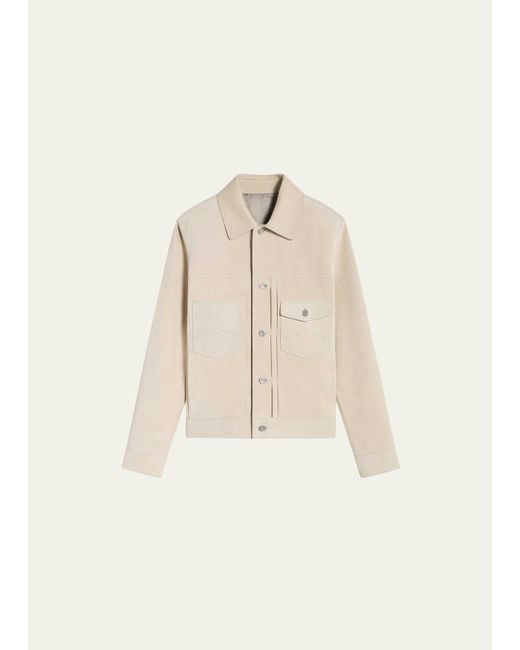 Berluti Natural Suede Button-front Blouson Jacket for men