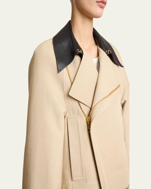 Givenchy Natural Leather Collar Zip Cocoon Jacket