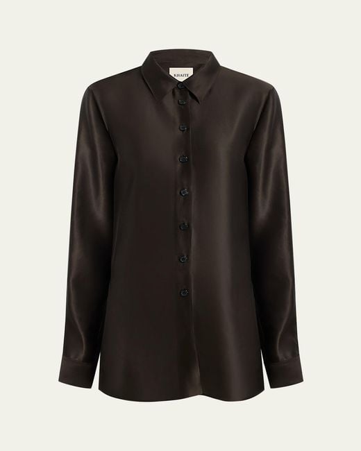 Khaite Black Auryn Button-Down Twill Top