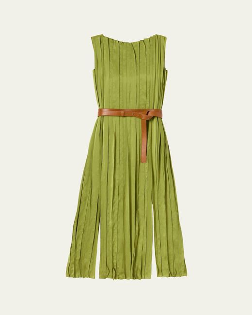Lafayette 148 New York Green Sleeveless Self-Paneled Midi Dress