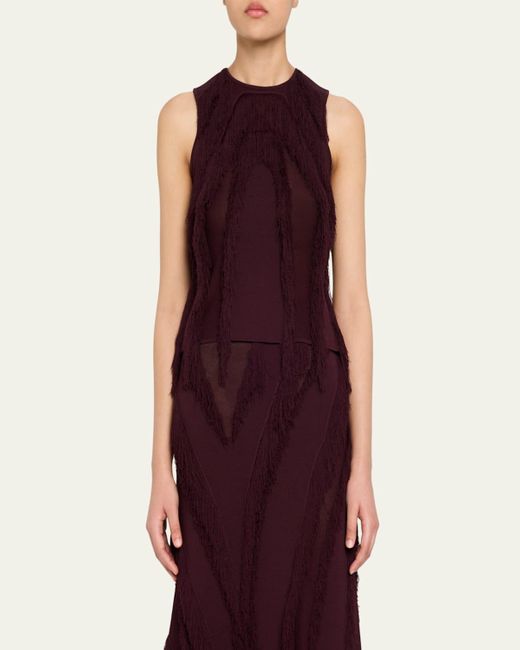 Ulla Johnson Purple Bonnie Sleeveless Fringe Knit Top
